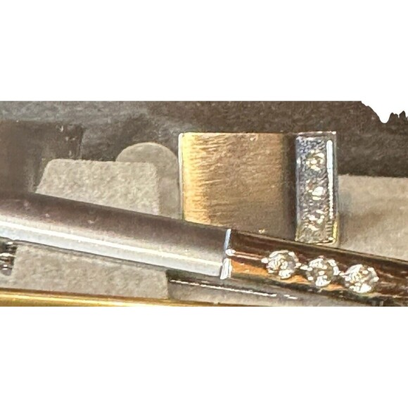 NIB Stacey Adams cufflinks Tie Clip Silver Tone Rhinestones - Picture 6 of 16